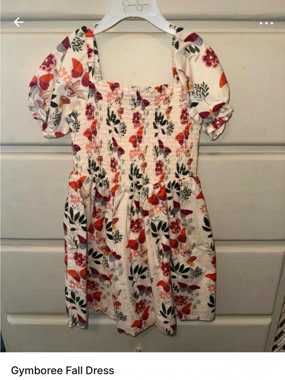 Gymboree Cream Dress with Orange & Green Butterfly Print